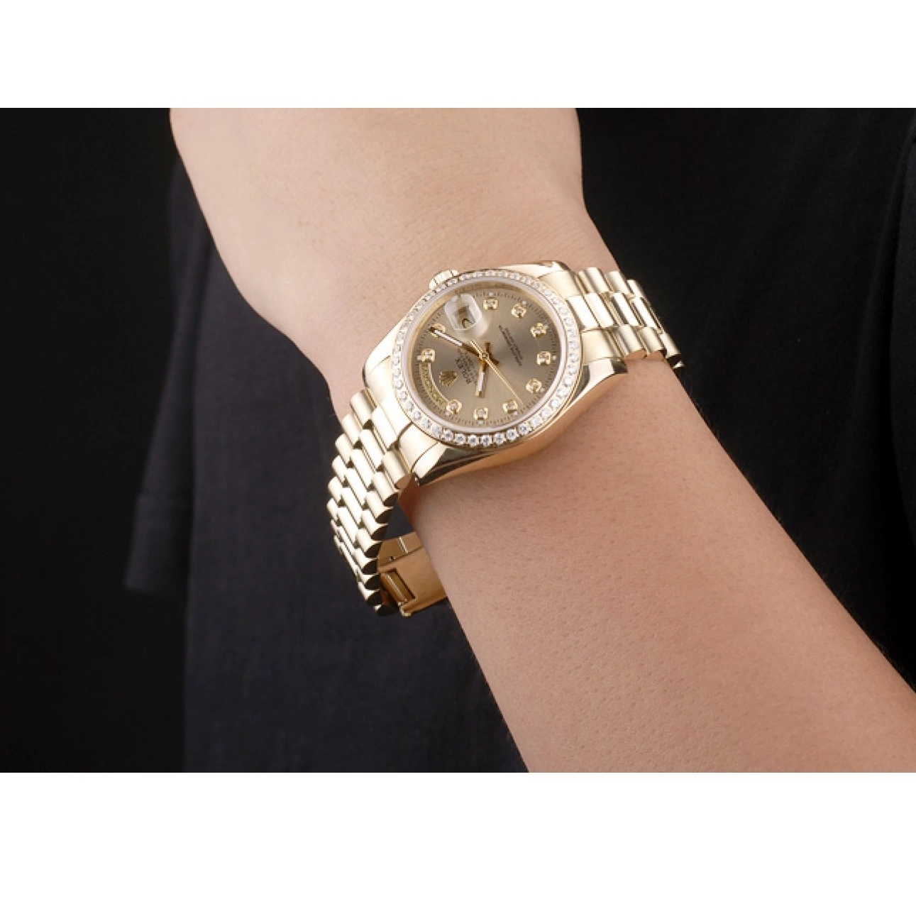 Aaa replica watch Rolex Gold Yellow Steel Day-Date Stainless 18k Plated Dial Gold 0824